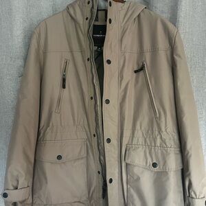 London Fog Men's Tan Hooded Anorak Microfiber Jacket with linining